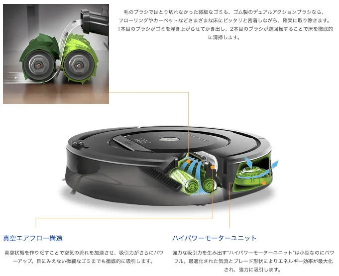ルンバe5の吸引能力は上位モデルと同等